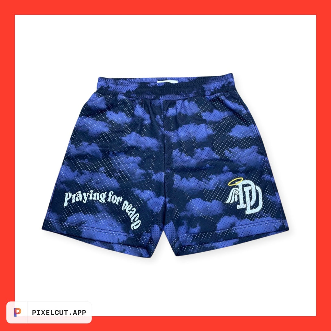 Blue praying for peace shorts